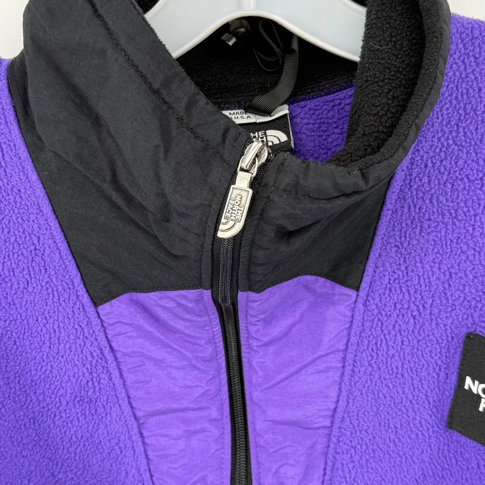 Vintage The North Face USA Made Purple Black Fleece Pullover Jacket Large 90s